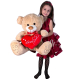 Orso 65cm Grande Peluche con Cuore Love San Valentino Beige