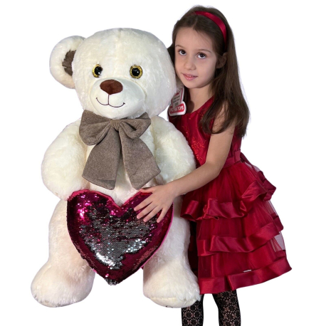 Ivon Orso Peluche 80cm Bianco Grande , Bambini Adulti