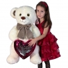 Bear with Heart Sequins 80 Large Soft Plush White Soft Big Plush XXL
