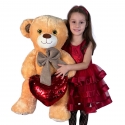 Bear with Heart Sequins 80 Large Soft Plush Beige Soft Big Plush XXL
