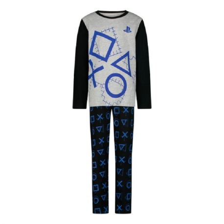 PlayStation Black Boys Two-Piece Long Pajamas Cotton 6 - 12 years