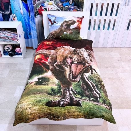 Jurassic World Set lenzuola, Copripiumino 140x200 letto singolo 100% cotone Biancheria da letto