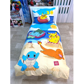 Pokemon Set lenzuola, Copripiumino 140x200 letto singolo 100% cotone Biancheria da letto