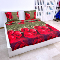 Red Roses Green Sheet Set for Queen Size Bed Duvet Cover 200x220cm m5