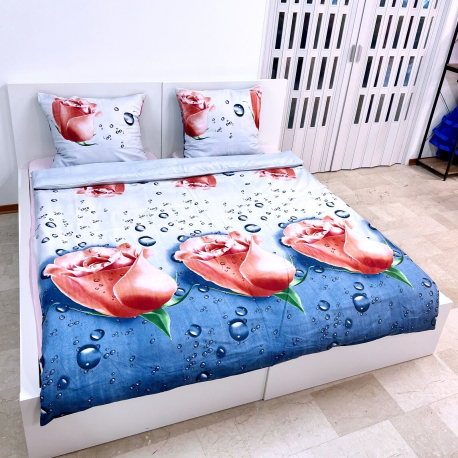 Blue Roses Sheet Set for Queen Size Bed Duvet Cover 200x220cm m13