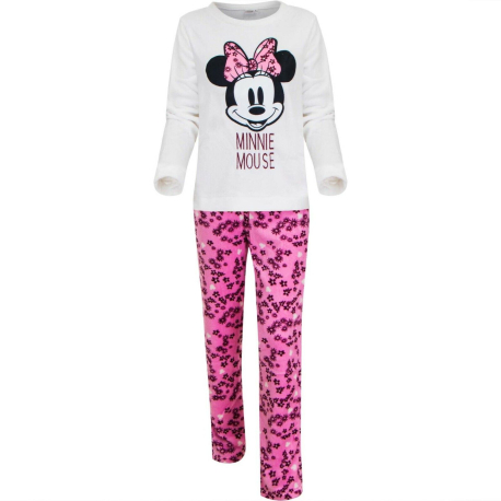 Disney Minnie Mouse Women's Long Pajamas Two Piece Coral Fleece Winter Tracksuit