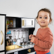 Grande Cucina in Legno h - 80cm per Bambini con Luci Suoni Pentole e Accessori