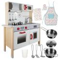 Large Wooden Kitchen h 98cm XXL for Children with Lights, Sounds, Pots and Accessories