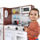 Large Wooden Kitchen h - 80cm for Children with Lights, Sounds, Pots and Accessories