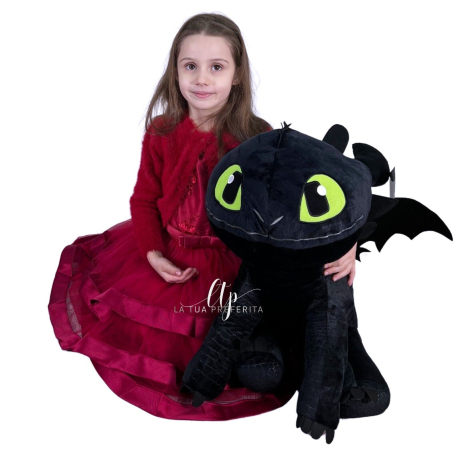 Dragon Trainer III Sdentato Furia Buia 50cm Peluche Grande Soft Plush Size L