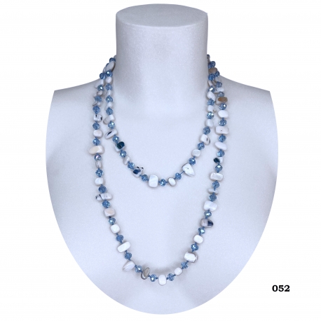 Long Pearl Necklace Hard stones, crystal beads Women