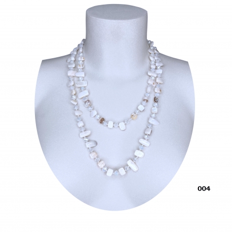 Long Pearl Necklace Hard stones, crystal beads Women