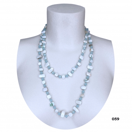 Long Pearl Necklace Hard stones, crystal beads Women