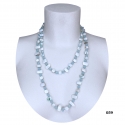 Long Pearl Necklace Hard stones, crystal beads Women