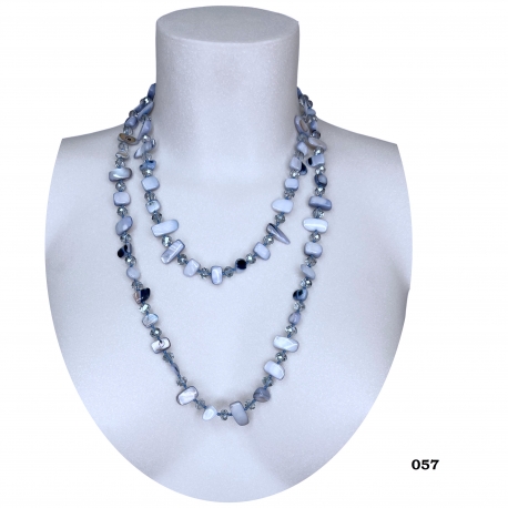 Collana Lunga Madreperla (Blu Jeans - perline blu opaco ) pietre Dure,perle cristalli da donna