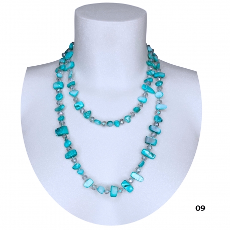 Long Pearl Necklace Hard stones, crystal beads Women