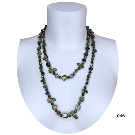 Long Pearl Necklace Hard stones, crystal beads Women