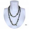 Collana Lunga Madreperla ( Verde Militare - perline scure ) pietre Dure,perle cristalli da donna