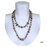 Collana Lunga Madreperla ( Verde marrone ) pietre Dure,perle cristalli da donna
