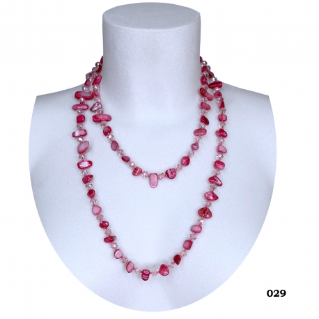 Long Pearl Necklace Hard stones, crystal beads Women