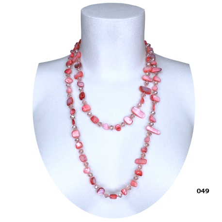 Collana Lunga Madreperla ( Fucsia - perline scure ) pietre Dure,perle cristalli da donna