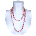Collana Lunga Madreperla ( Salmone - perline trasparente ) pietre Dure,perle cristalli da donna