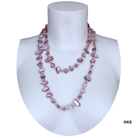 Long Pearl Necklace Hard stones, crystal beads Women