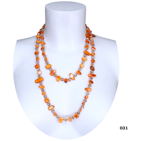 Collana Lunga Madreperla ( Giallo - perline trasparente ) pietre Dure,perle cristalli da donna