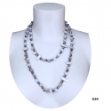 Collana Lunga Madreperla ( Grigio - perline argento ) pietre Dure,perle cristalli da donna