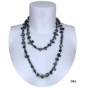 Collana Lunga Madreperla ( Nero - perline argento ) pietre Dure,perle cristalli da donna