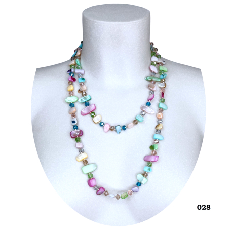 Long Pearl Necklace Hard stones, crystal beads Women