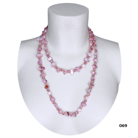 Long Pearl Necklace Hard stones, crystal beads Women