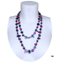 Long Pearl Necklace Hard stones, crystal beads Women