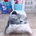 Sweet Blue Cat Sleeping Set 2 pieces Single Bed Duvet Cover 160x200cm Cotton
