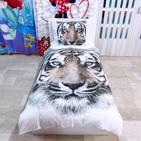 Tigre Leopardo Set 2 pezzi Letto Singolo Copripiumino Federa Reversibile Cotone