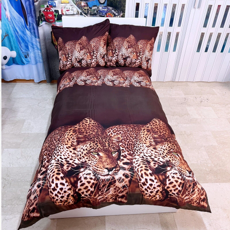 Tigre Set 2pezzi Letto Singolo Copripiumino 160x200cm Due Federe Reversibile M.1