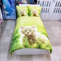 Gatto Set 2pezzi Letto Singolo Copripiumino 160x200cm Due Federe Reversibile M.7