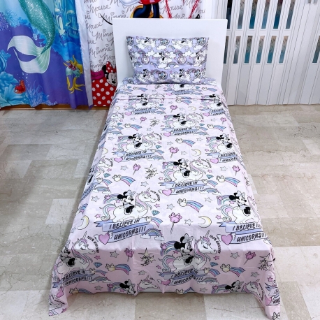 Minnie Complete Top and Bottom Sheets with Pillowcase Corners for Single Cotton Bed