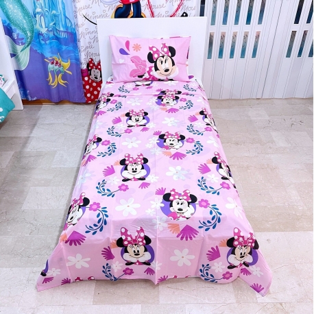 Minnie Completo Lenzuola Sopra e Sotto con Angoli Federa Letto Singolo Cotone