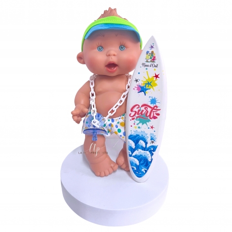 Pepote Summer PEPOTES 28cm Vinyl Scented Doll with Surfboard Reborn