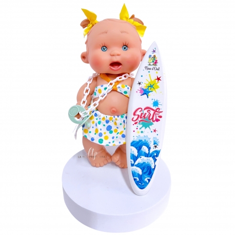 Pepote Summer PEPOTES 28cm Vinyl Scented Doll with Surfboard Reborn