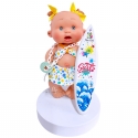 Pepote Summer PEPOTES 28cm Vinyl Scented Doll with Surfboard Reborn