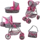 Arias ELEGANCE Grande Passeggino Gemelli Per Bambola Fino a 60cm Rosa