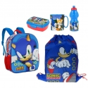 Sonic Ok Backpack Backpack in 3D set Kindergarten school 5 pieces Lunch box Water bottle