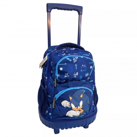 Sonic the Hedgehog Large Backpack With Wheels Trolley 34 liters Boys School