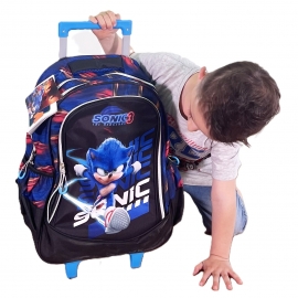 Sonic Prime Large Backpack With Wheels Trolley Boys School