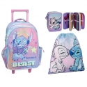 Disney Stitch Set Backpack Trolley Large Elementary School