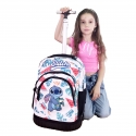 Disney Stitch Frog Large Backpack With Wheels Trolley GTS 33 Liters Girl School
