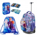 Disney Frozen Set Grande Zaino Con Ruote Trolley + Astuccio 2zip + Sacca Scuola