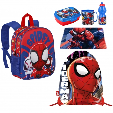 Spiderman Set 5 pieces Backpack 3D Backpack, Sports Bag, School Kindergarten Holder